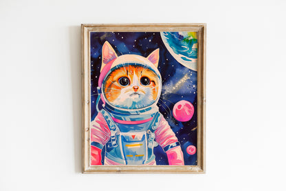 Funny Space Astronaut Cat Print, Funny Wall Art, Decor, Wall Art, Funny Cat, Cat Lovers, Space
