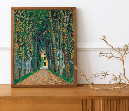 Oil Painting Tree Path Simplistic Art Print, Simplistic Art