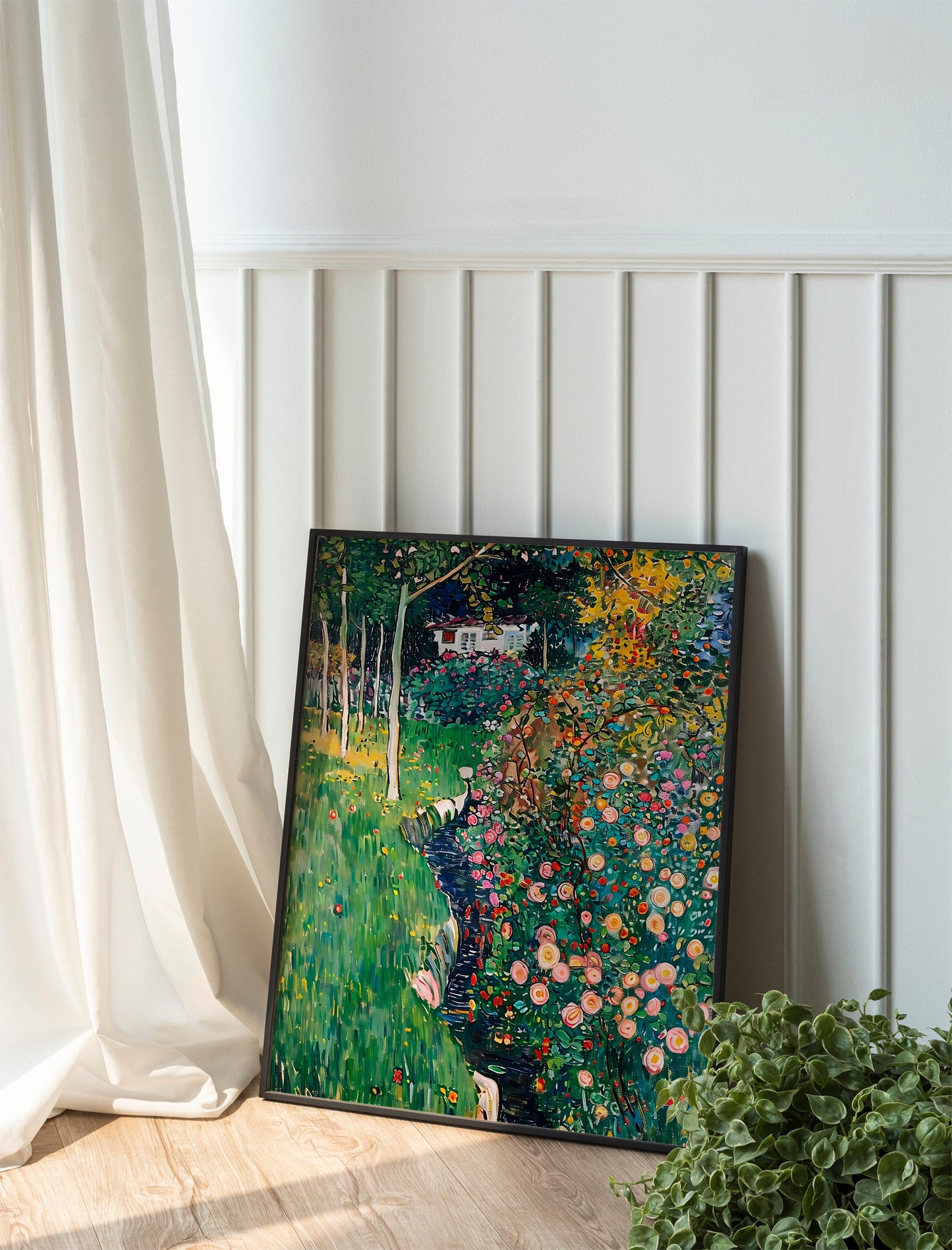 Oil Painting Field Of Flowers Path Simplistic Art Print, Simplistic Art