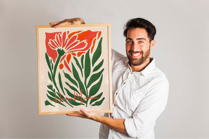 Henri Mattise Colorful Flower And Leaf Boho Art Print