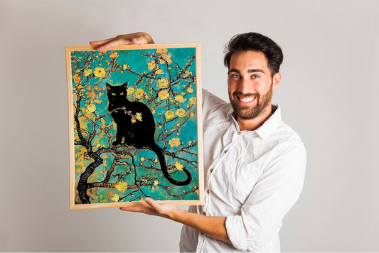 Black Cat In Tree Art Print