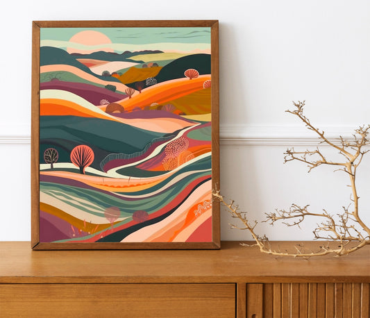 Mountain Abstract Boho Wall Decor Art Print