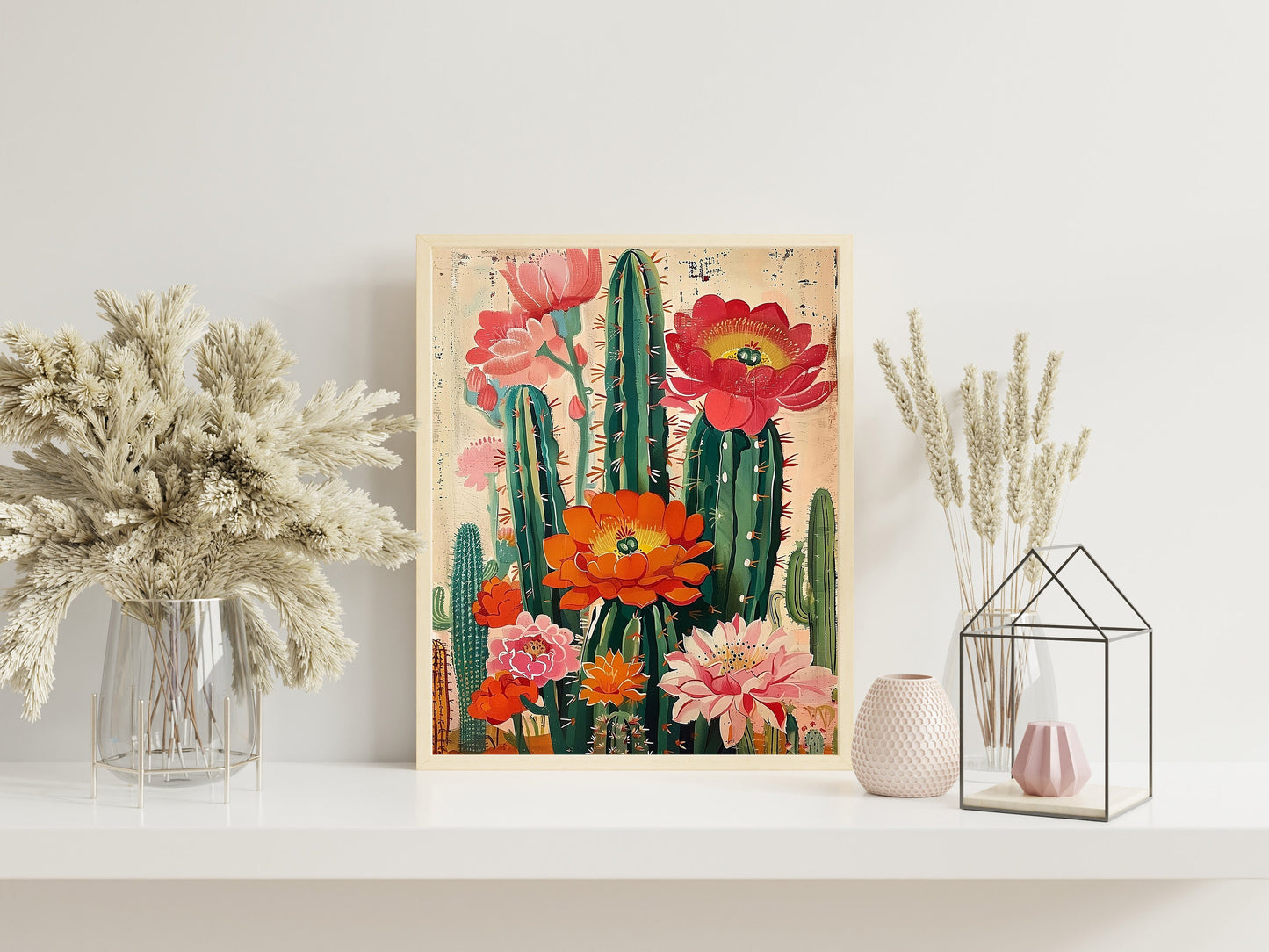 Cactus Flowers Wall Decor Art Print