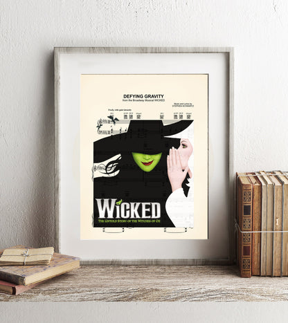 Wicked Defying Gravity Elphaba and Glinda Sheet Music Art Print