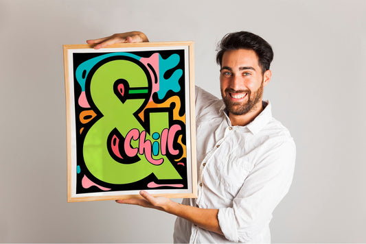 Retro Style Neon Colored And Chill Colorful Abstract Art Print, Colorful Art, Colorful Wall Decor