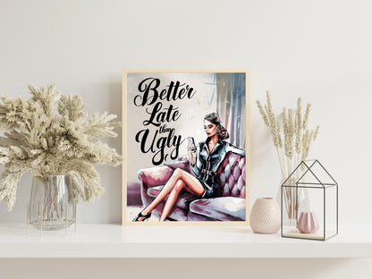 Glamorous Woman Art Print, Girly Wall Decor, Beauty Room, Funny Decor