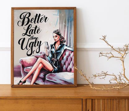 Glamorous Woman Art Print, Girly Wall Decor, Beauty Room, Funny Decor