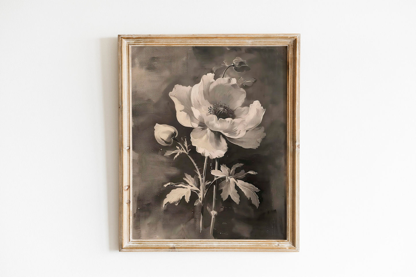 Black and White Flowers Painting Illustration Art Print