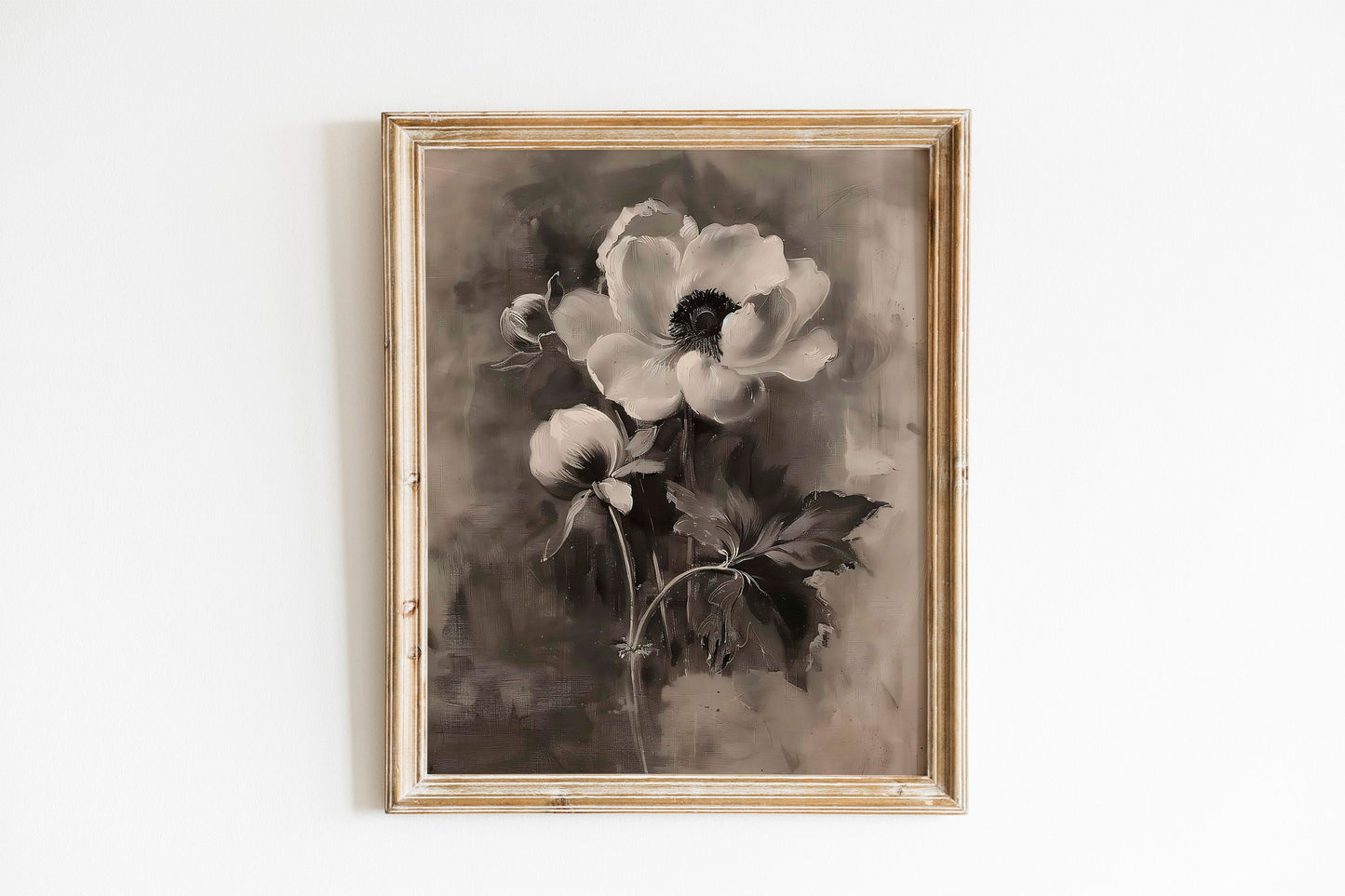 Black and White Flowers Painting Illustration Art Print