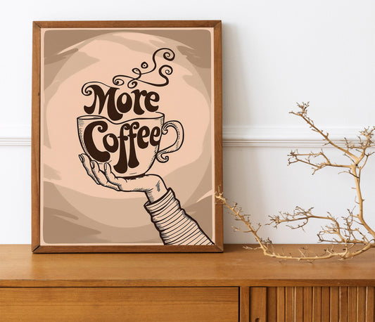 Vintage Looking Coffee Art Print, Vintage Art, Coffee Art Wall Decor, Kitchen Decor, Coffee Station Art