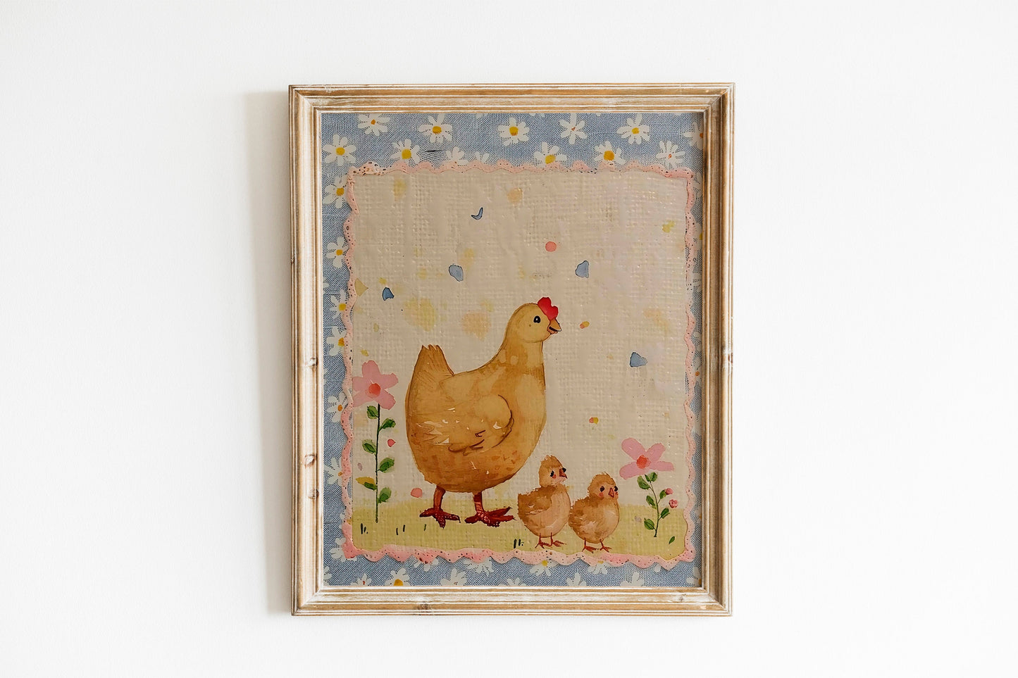 Farmhouse Hen With Daisies Art Print, Hen Art, Easter Art, Wall Decor, Hen Wall Decor, Easter Wall Decor