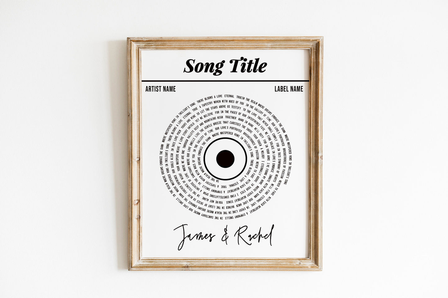 Song Lyric, Names And Date Record Player Print, Lyric Wall Art, Wedding Anniversary, Actual Sheet Music Art Print