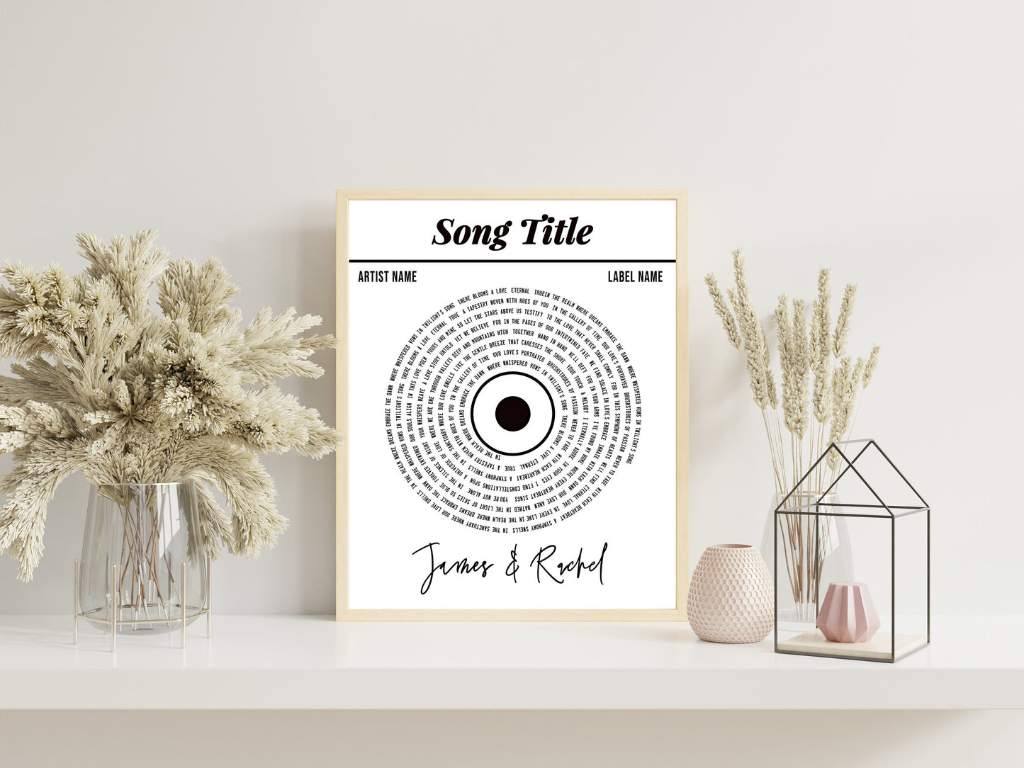Song Lyric, Names And Date Record Player Print, Lyric Wall Art, Wedding Anniversary, Actual Sheet Music Art Print