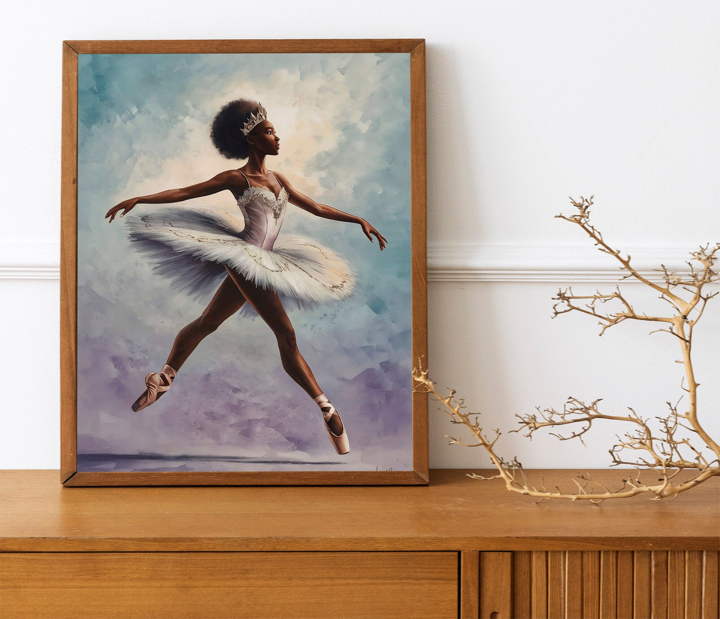 Black Ballerina Dancer Art, Strong Ethnic Woman, Woman Dancer Wall Decor