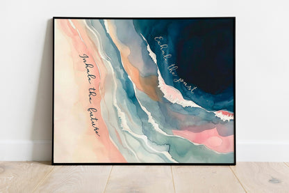 Watercolor Painting Art Print Of Inspirational Quote, Scenic Art Print, Mental Motivation