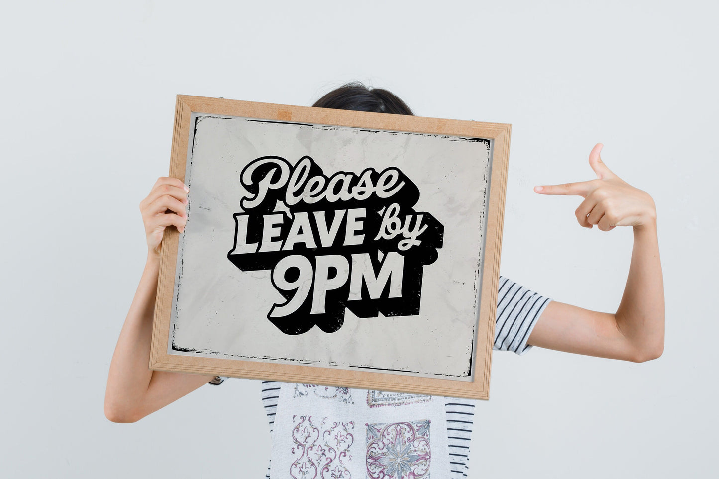 Retro Midcentury Print For Living Room, Please Leave By 9PM Humorous Guest Art Print