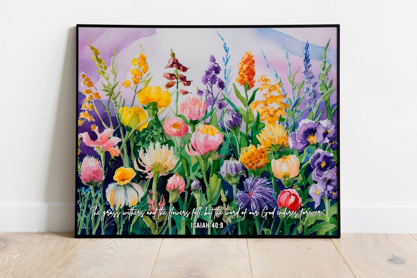 Watercolor Flowers, Floral Bible Verse, Wildflower, Religious Flower Garden Art Print