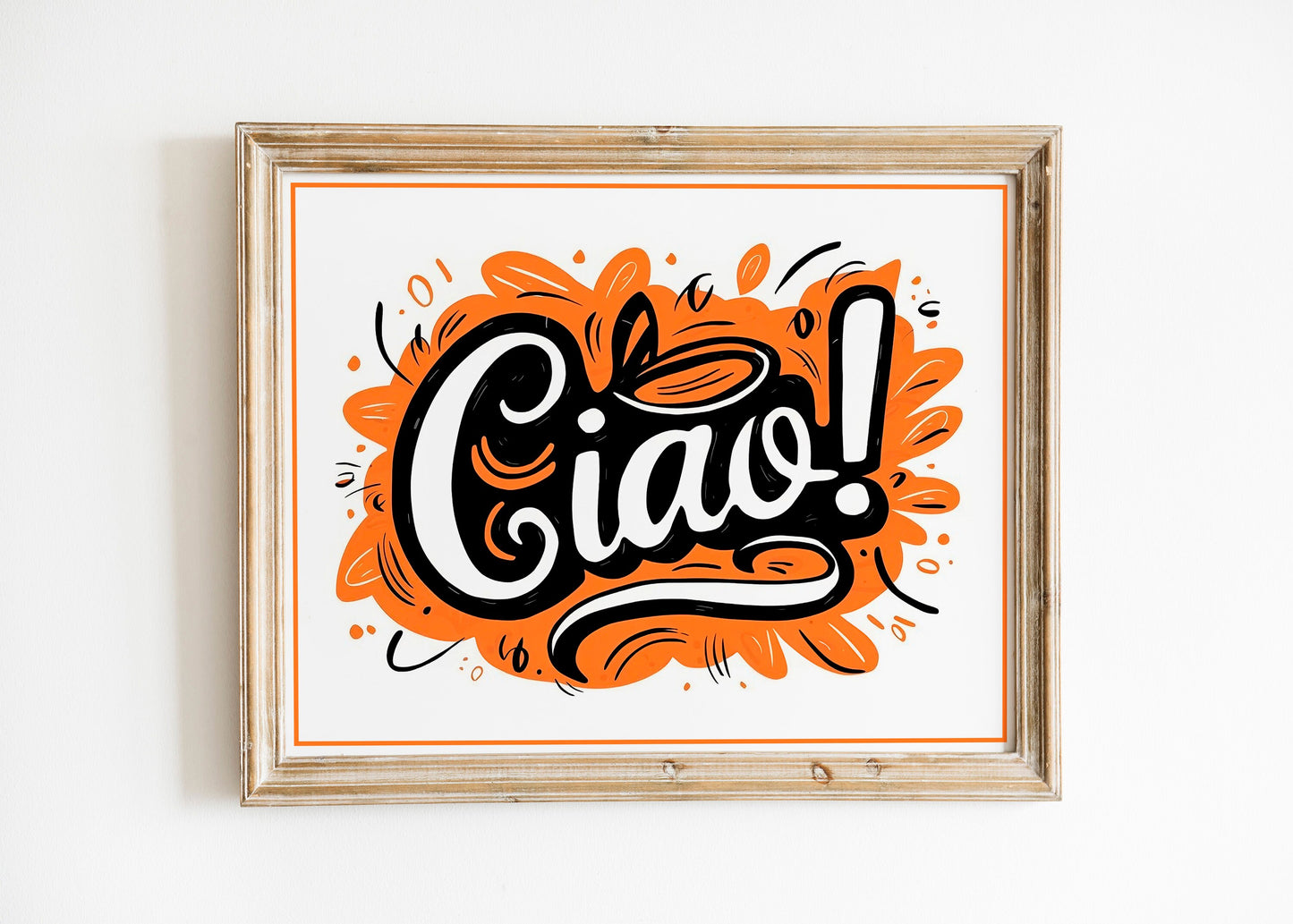 Retro Style Neon Colored Ciao Quote Poster Art Print, Italian Art