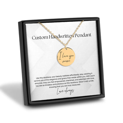 Custom handwritten message engraved necklace