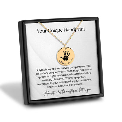 Custom handprint necklace personalized engraved jewelry