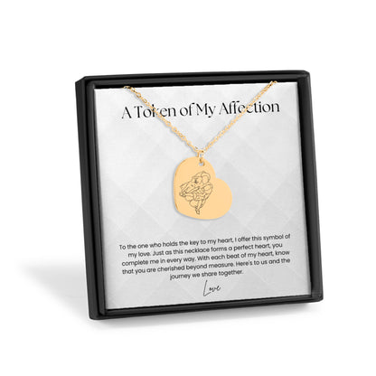 customize line art portrait heart necklace | mother's day gift | father's day gift | valentines day gift
