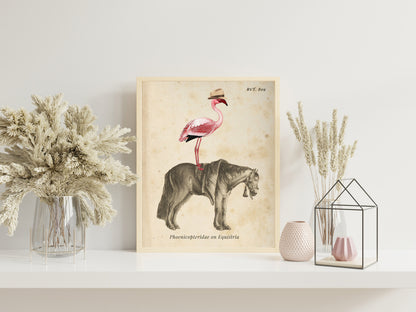 Flamingo On Horse Country Art Print
