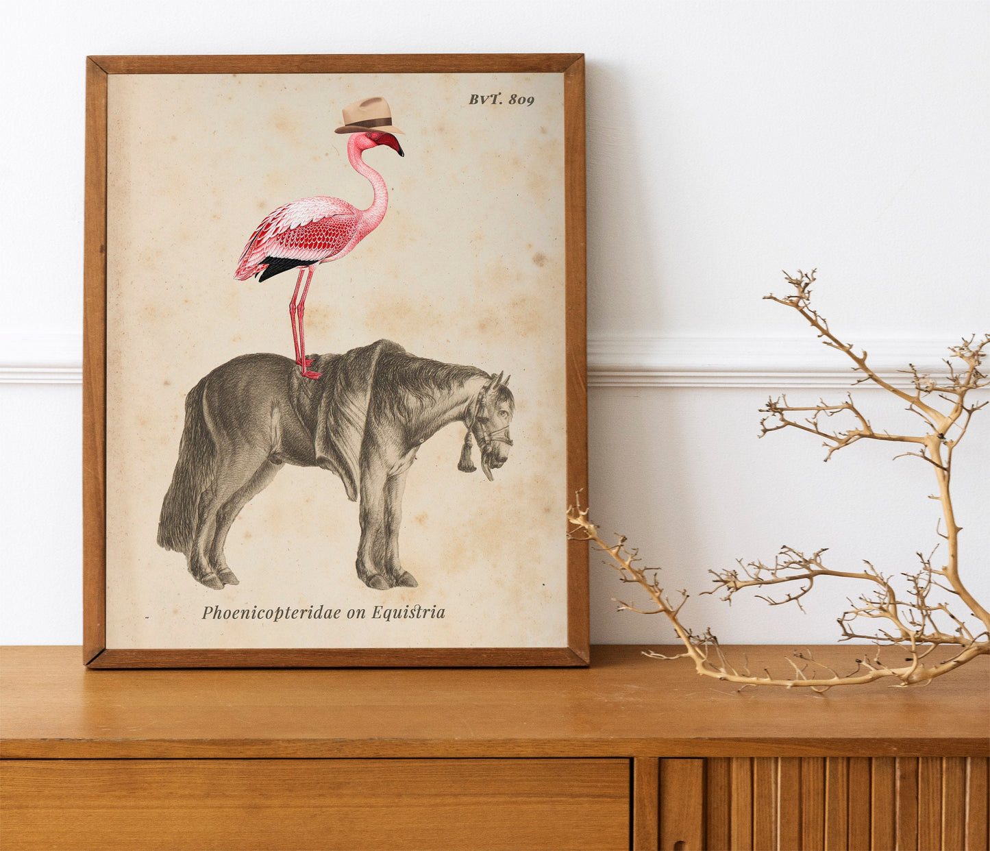 Flamingo On Horse Country Art Print