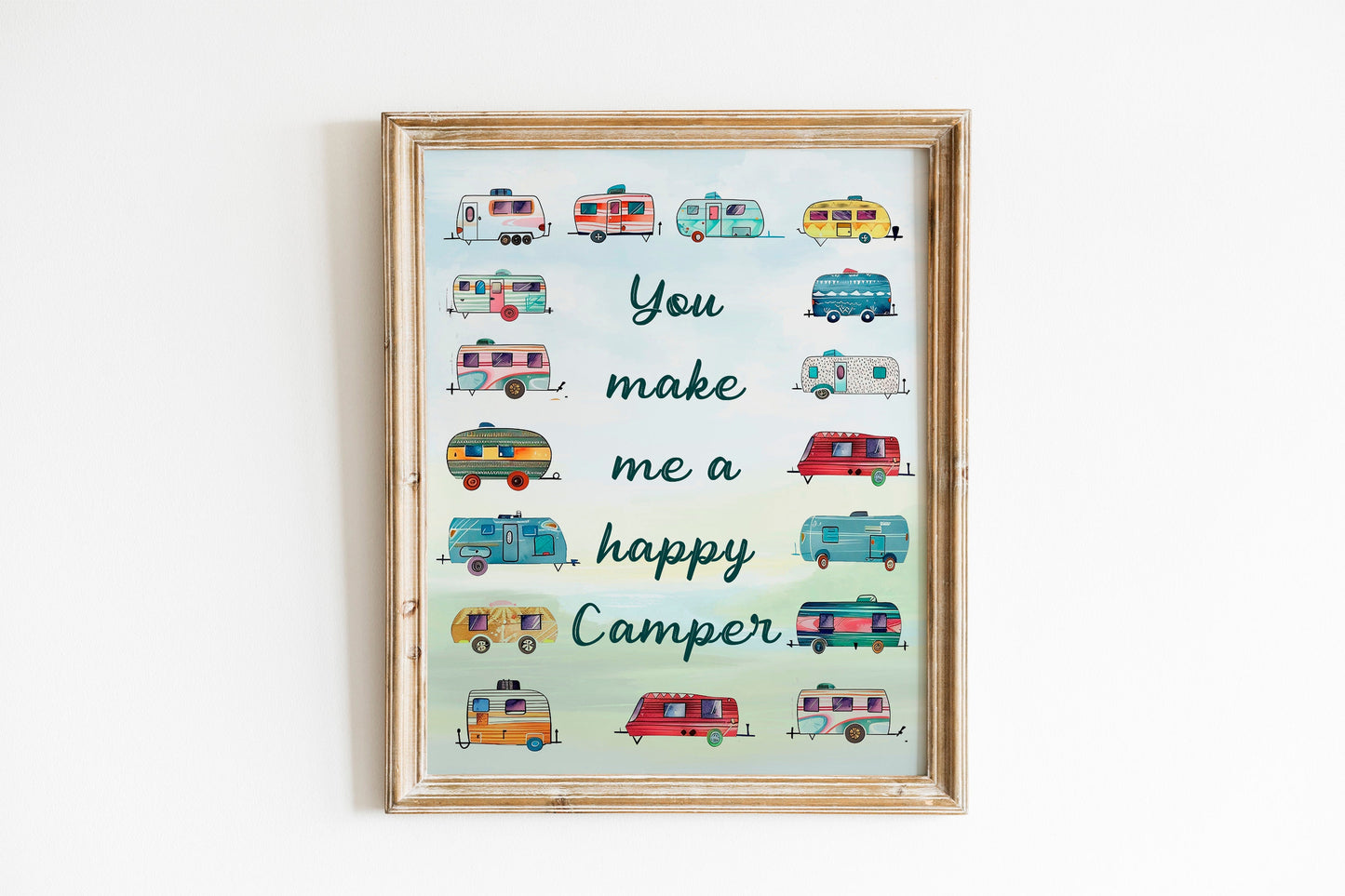 You Make Me A Happy Camper Art Print, Couple Art, Camping Art