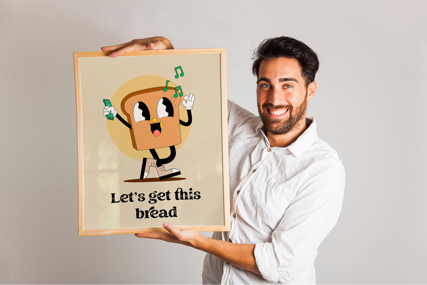 Let’s Get This Bread Cute Motivational Art Print, Mental Motivation, Money Motivation