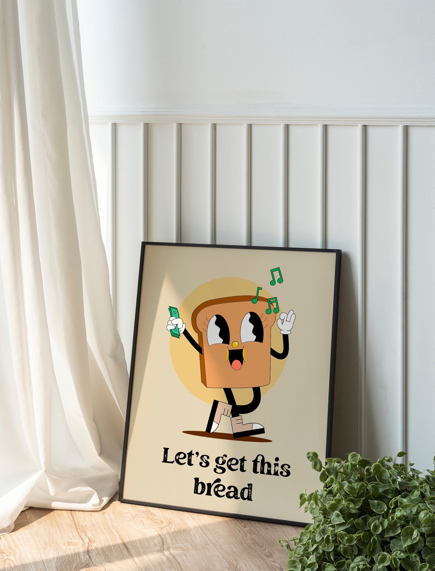 Let’s Get This Bread Cute Motivational Art Print, Mental Motivation, Money Motivation