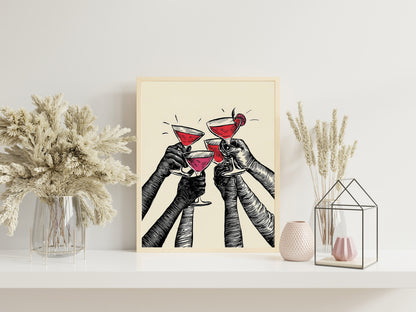 Cheering Glasses Cute Illustration Art Print