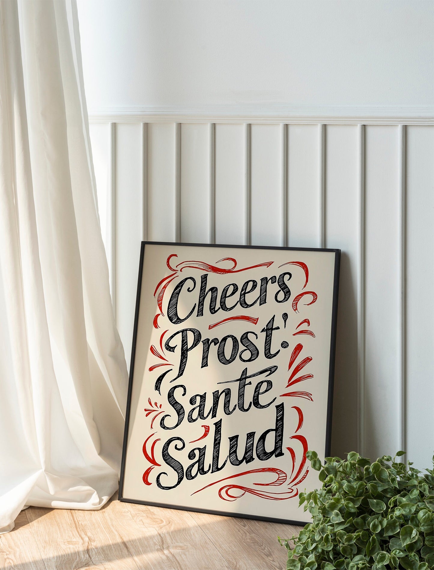 Cheers, Prost, Santa, Salud Cute Illustration Art Print