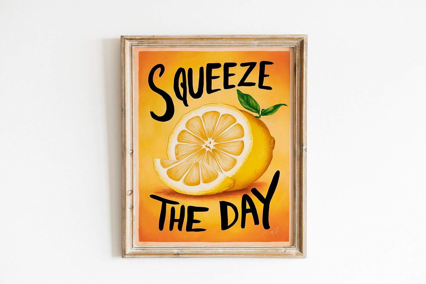 Squeeze The Day Lemon Kitchen Decor, Kitchen Wall Art, Unique Art Wall Decor, Kitchen Print, Lemon Art