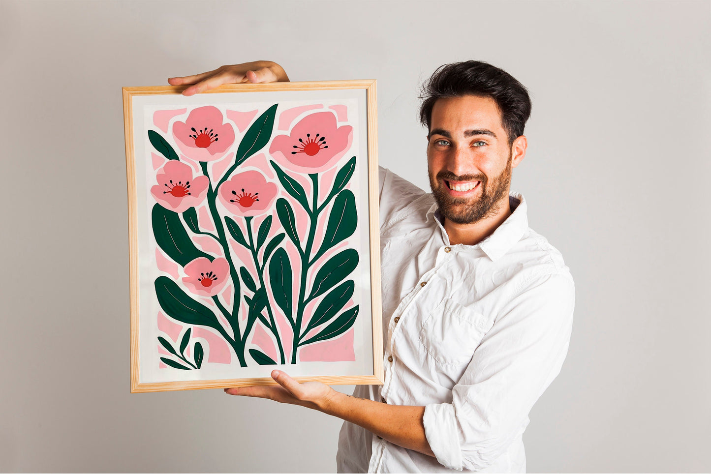 Pink Tulips Art Print, Flowers Illustration Art Print