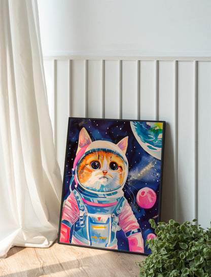 Funny Space Astronaut Cat Print, Funny Wall Art, Decor, Wall Art, Funny Cat, Cat Lovers, Space