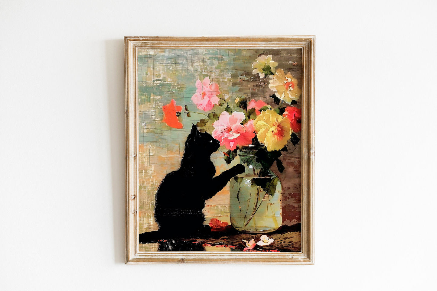 Cat With Flower Bouquet Art Print