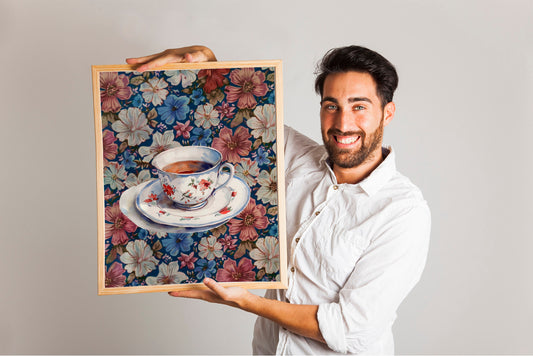 Vintage Tea Illustration Art Print, Vintage Art, Tea Makes Everything Better, Coffee Tea Art Wall Decor, Kitchen Decor, Tea Station Art