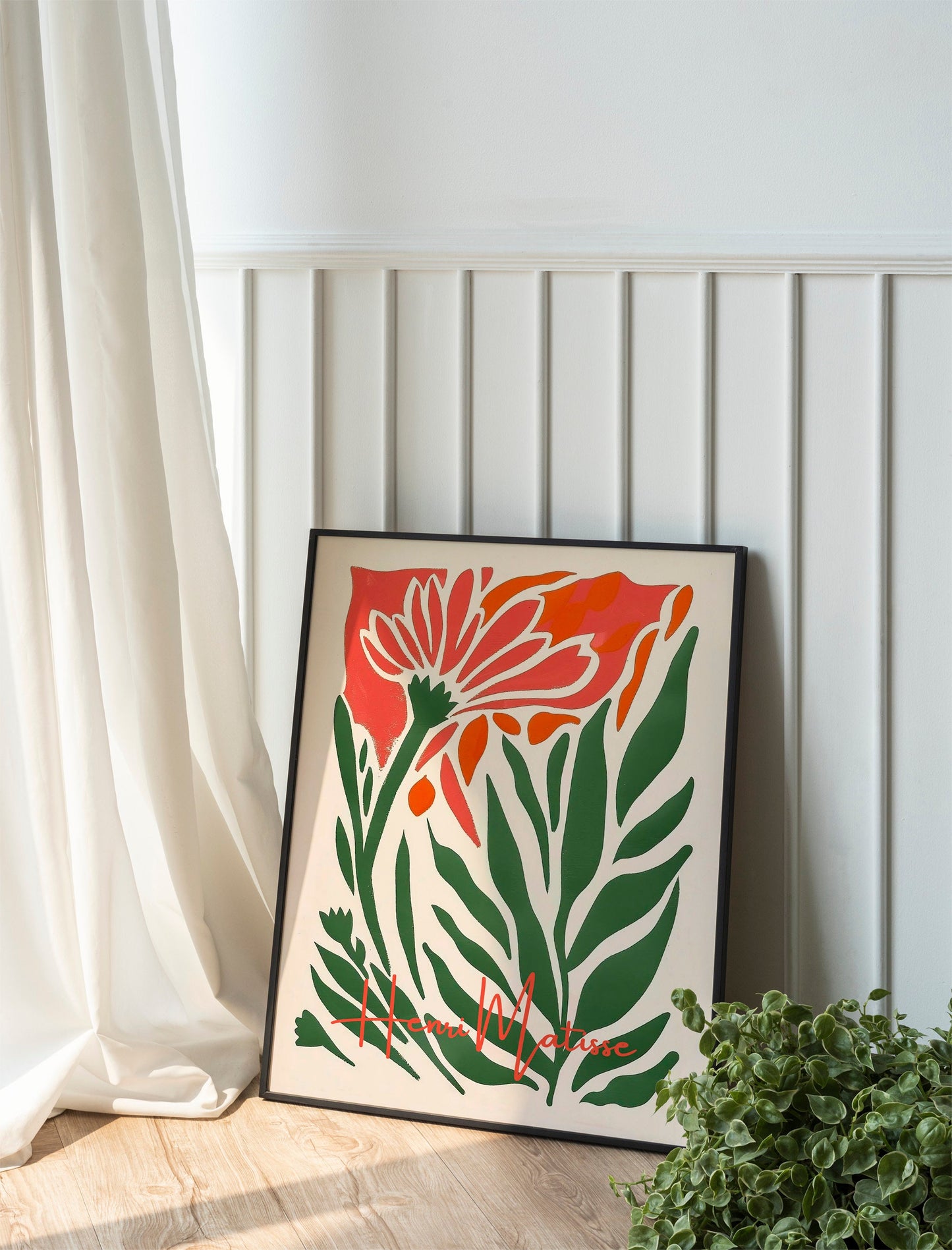 Henri Mattise Colorful Flower And Leaf Boho Art Print
