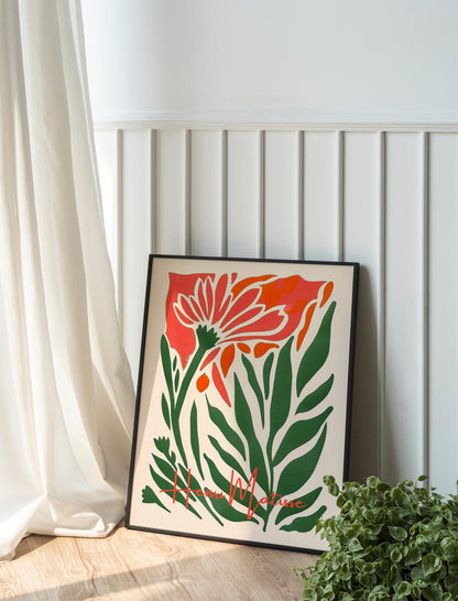 Henri Mattise Colorful Flower And Leaf Boho Art Print