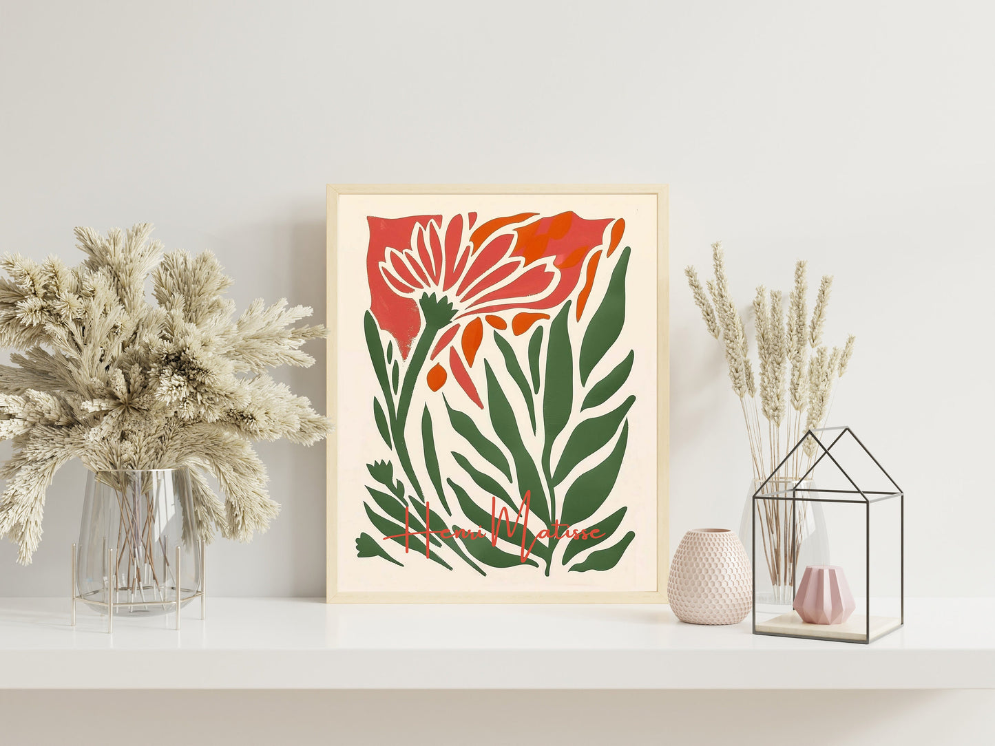Henri Mattise Colorful Flower And Leaf Boho Art Print