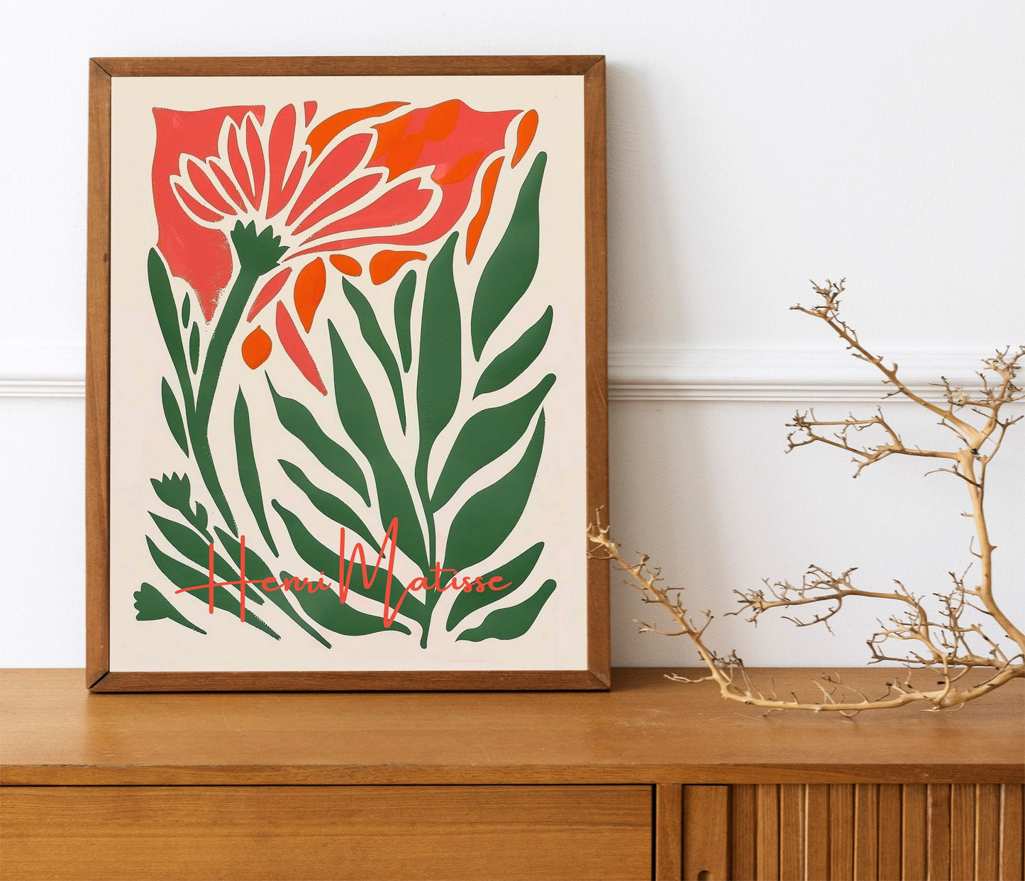 Henri Mattise Colorful Flower And Leaf Boho Art Print