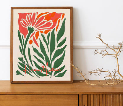 Henri Mattise Colorful Flower And Leaf Boho Art Print