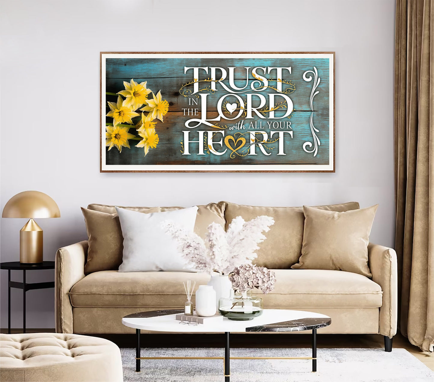 Trust In The Lord With All Your Heart Canvas Art Print, Religious Art, Wall Decor
