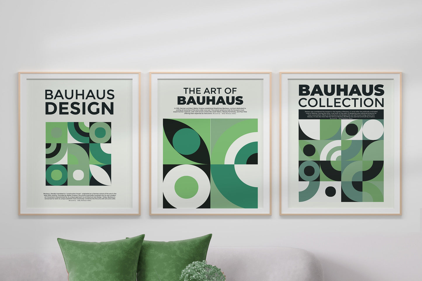Set of Three BoHo Bauhaus Abstract Shape Art Contemporary Printable Wall Art Modern Wall Art Print Abstract Wall Art Green Modern Wall Art