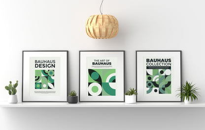 Set of Three BoHo Bauhaus Abstract Shape Art Contemporary Printable Wall Art Modern Wall Art Print Abstract Wall Art Green Modern Wall Art