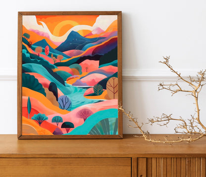 Mountain Abstract Boho Wall Decor Art Print