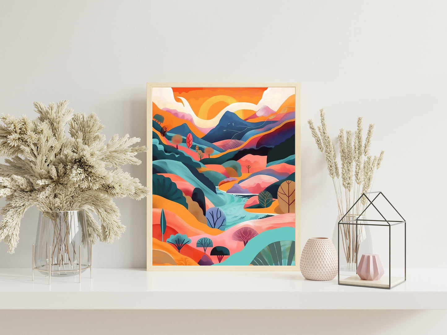 Mountain Abstract Boho Wall Decor Art Print