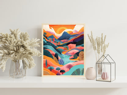 Mountain Abstract Boho Wall Decor Art Print
