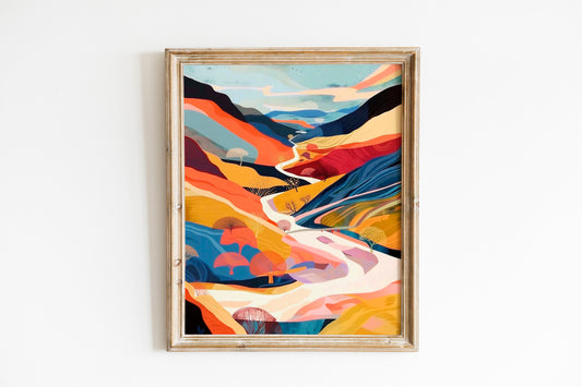 Mountain Abstract Boho Wall Decor Art Print