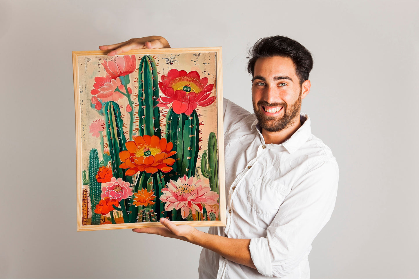 Cactus Flowers Wall Decor Art Print